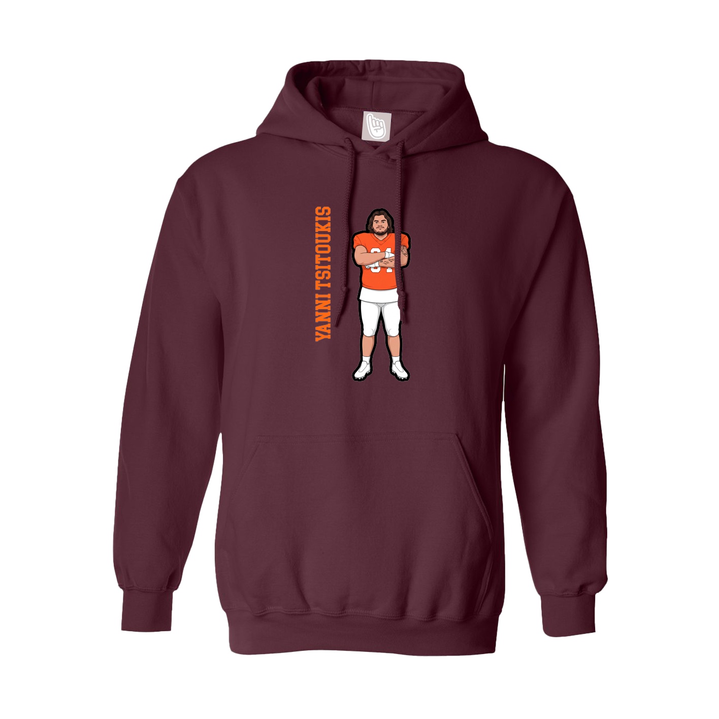 Hoodie — Name Vertical in Maroon