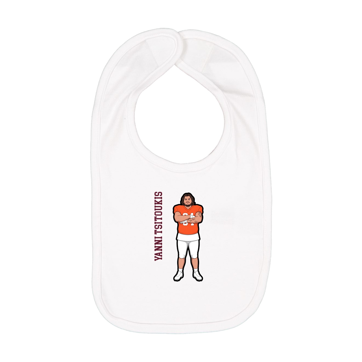 Infant Bib — Name Vertical in White