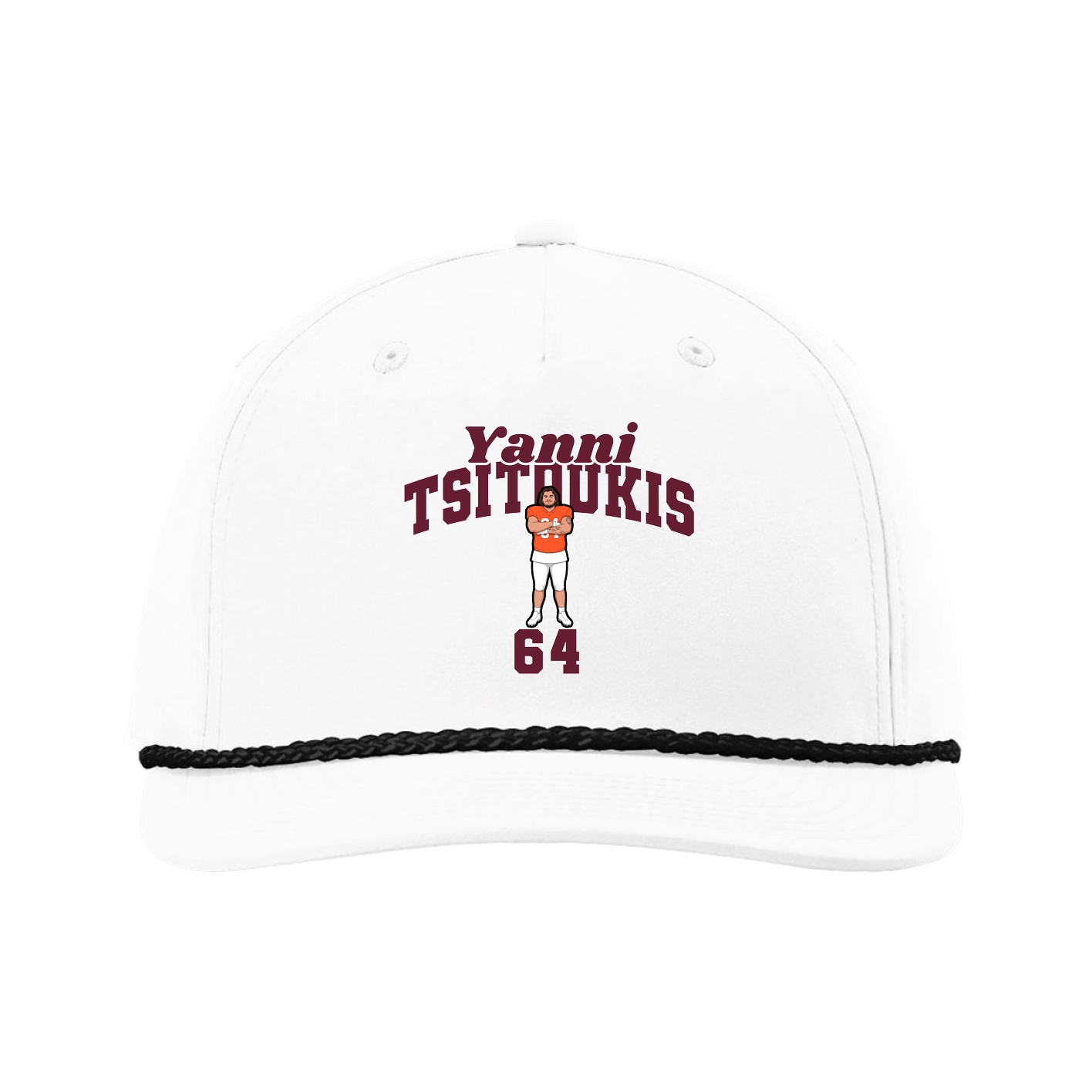 Five-Panel Classic Rope Cap — Signature Arch in White