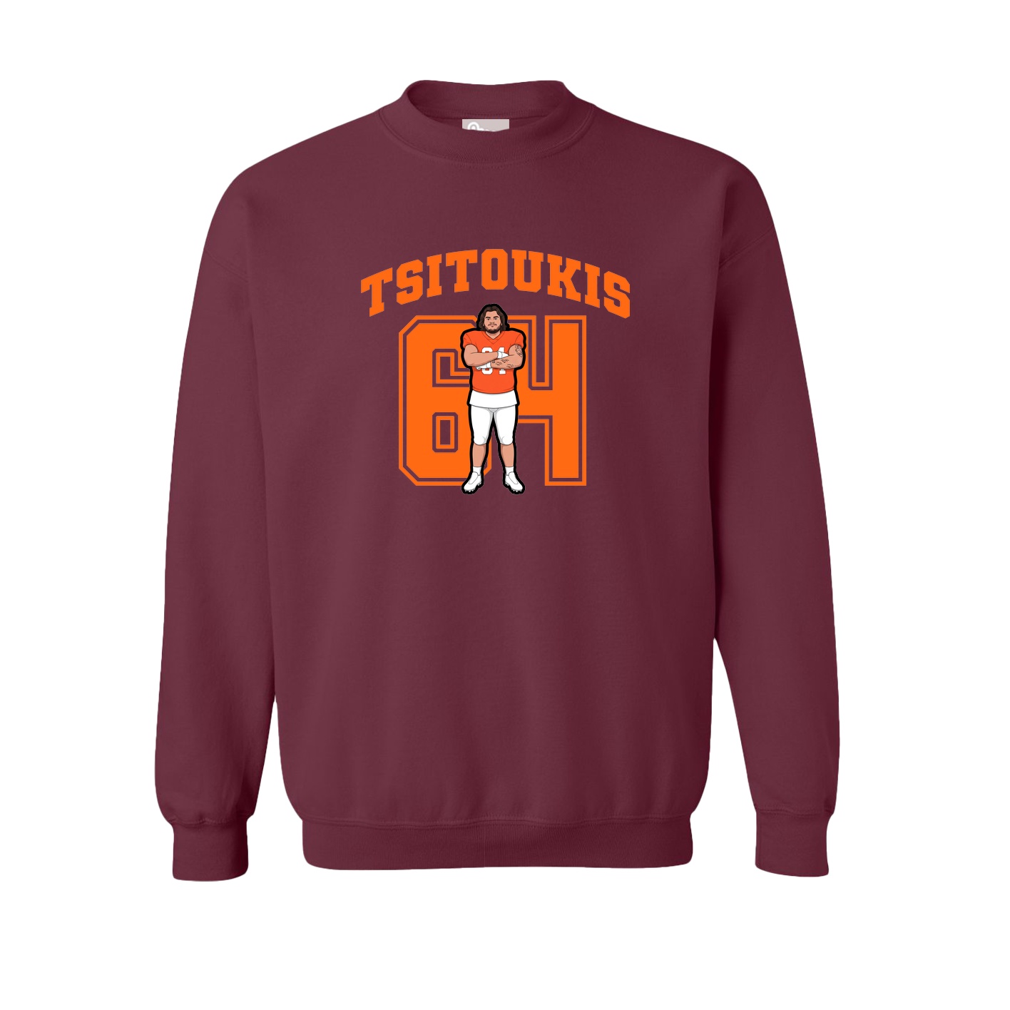 Fleece Crew — Number in Maroon