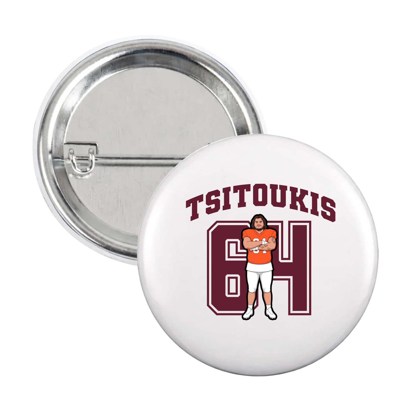 Game Day Button — Number in White