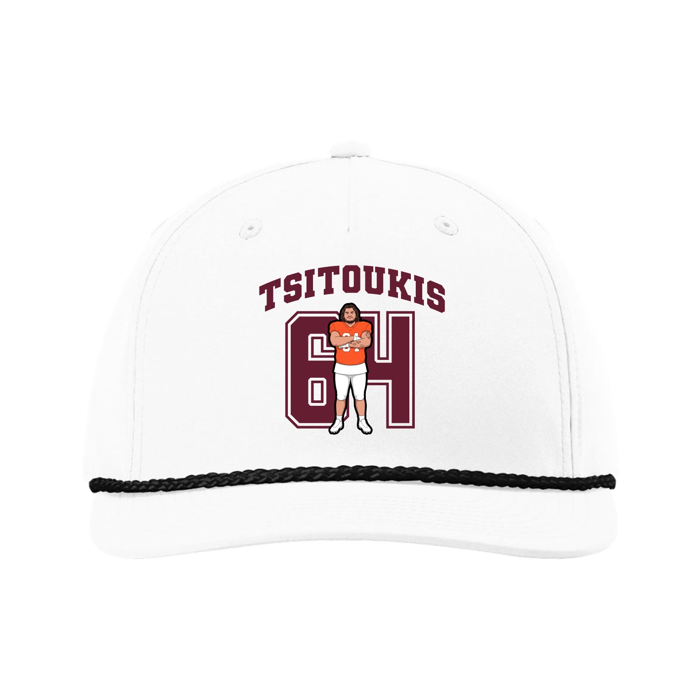 Five-Panel Classic Rope Cap — Number in White