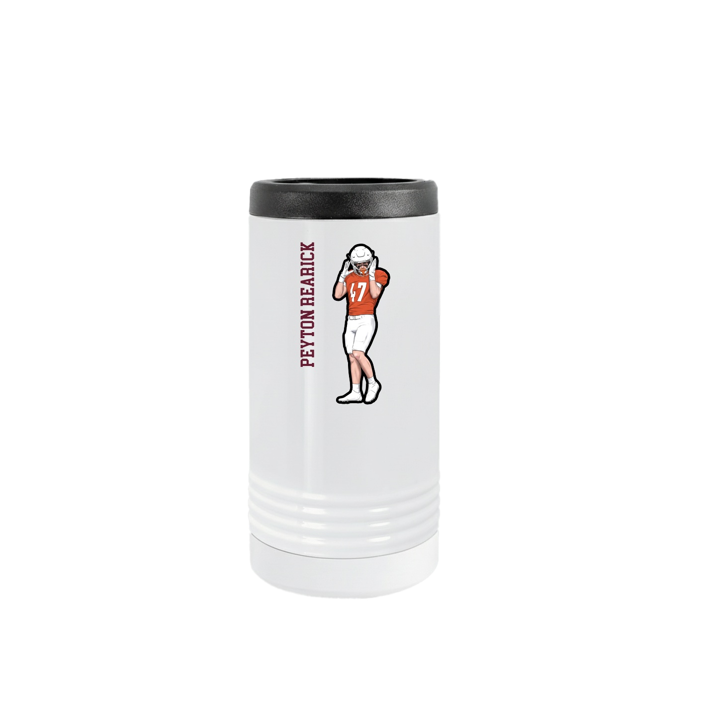 Slim Beverage Holder — Name Vertical in White