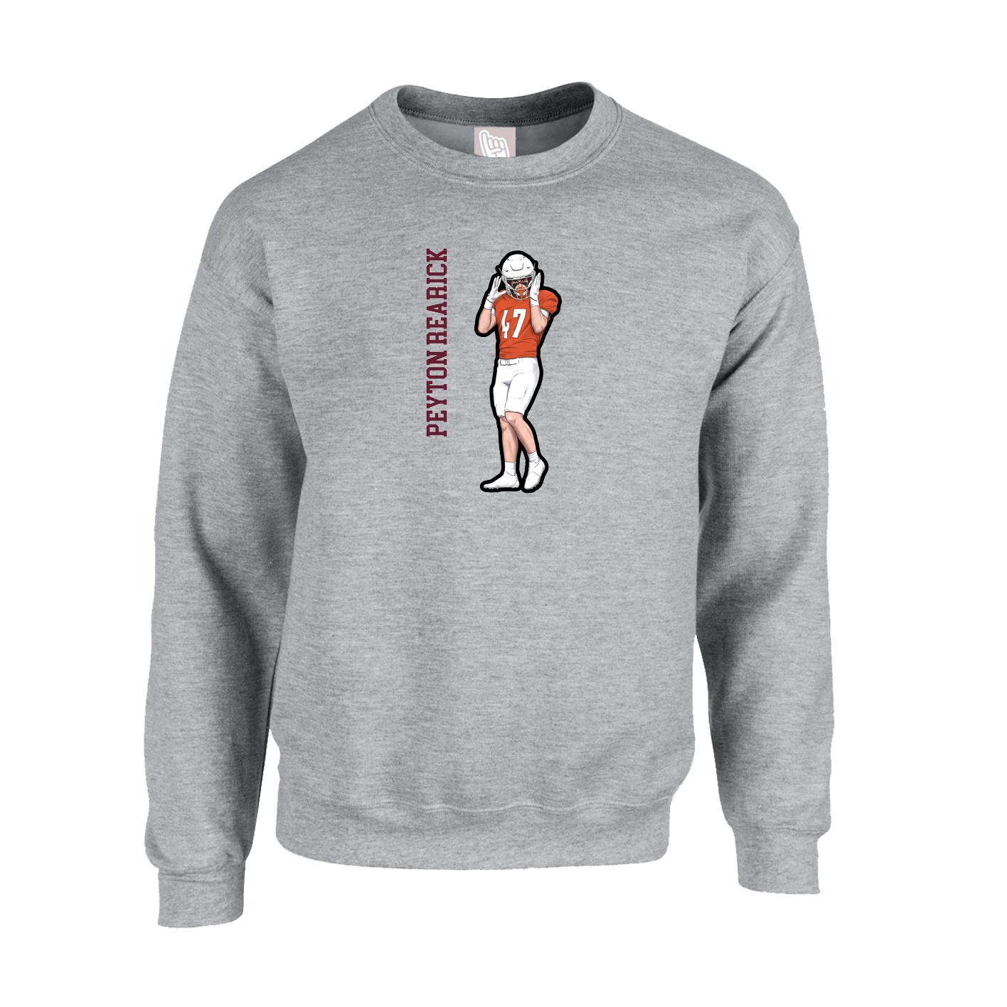 Fleece Crew — Name Vertical in Grey