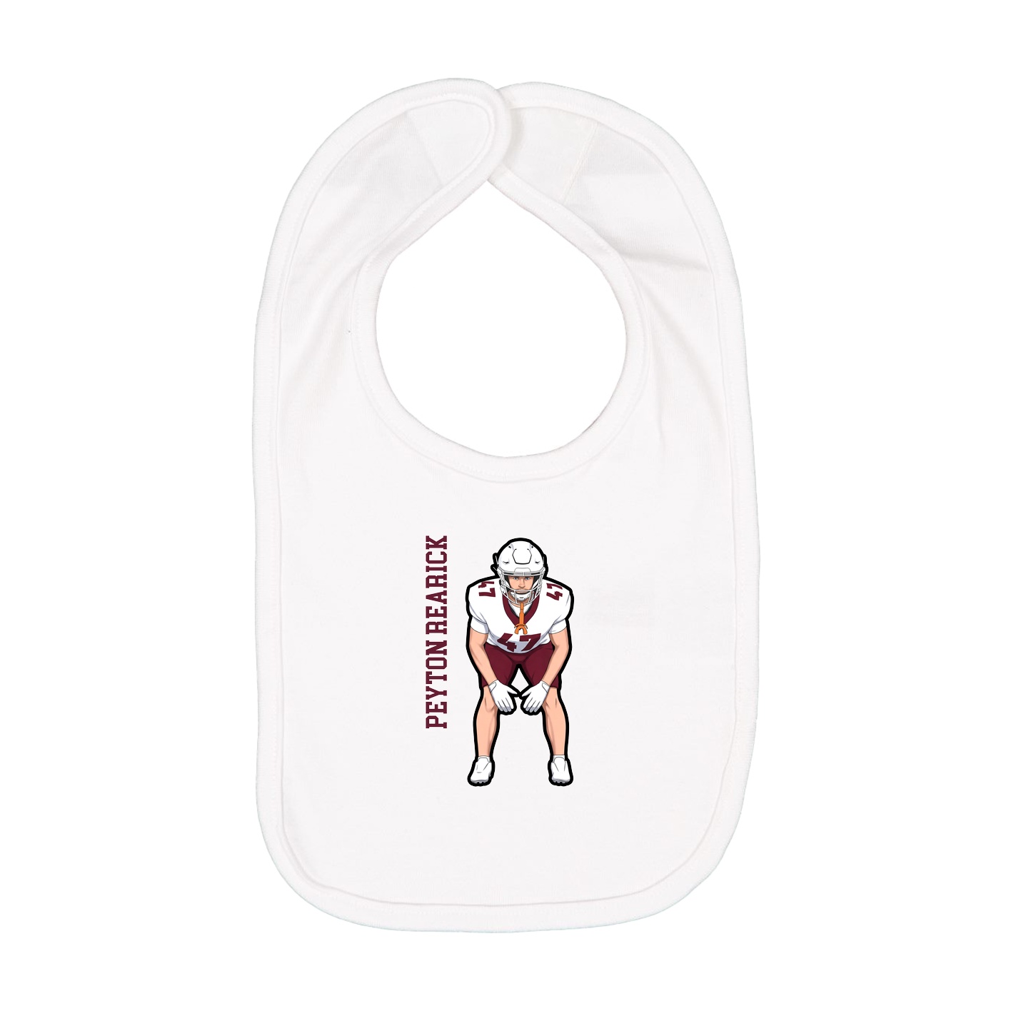 Infant Bib — Name Vertical in White