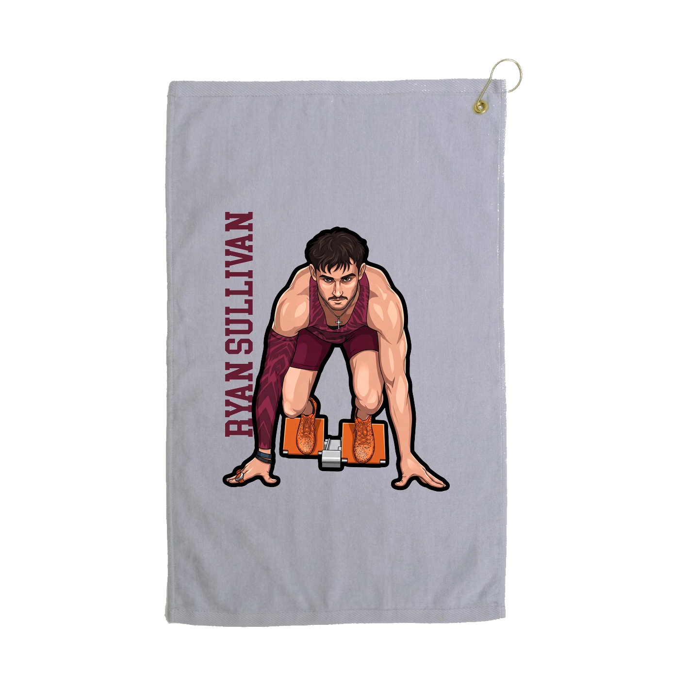 Golf Towel — Name Vertical in Grey