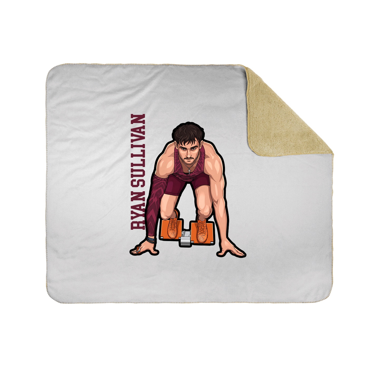 Throw Blanket — Name Vertical in White