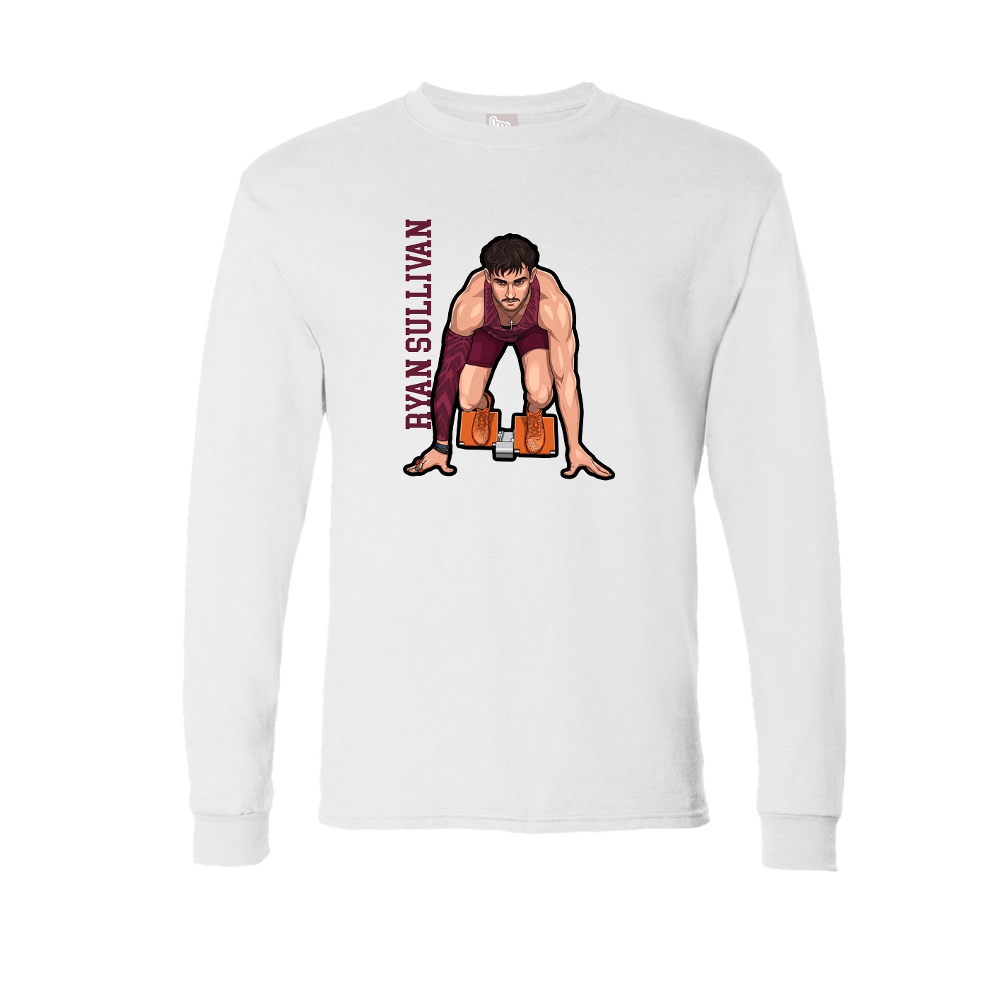 Long Sleeve Tee — Name Vertical in White