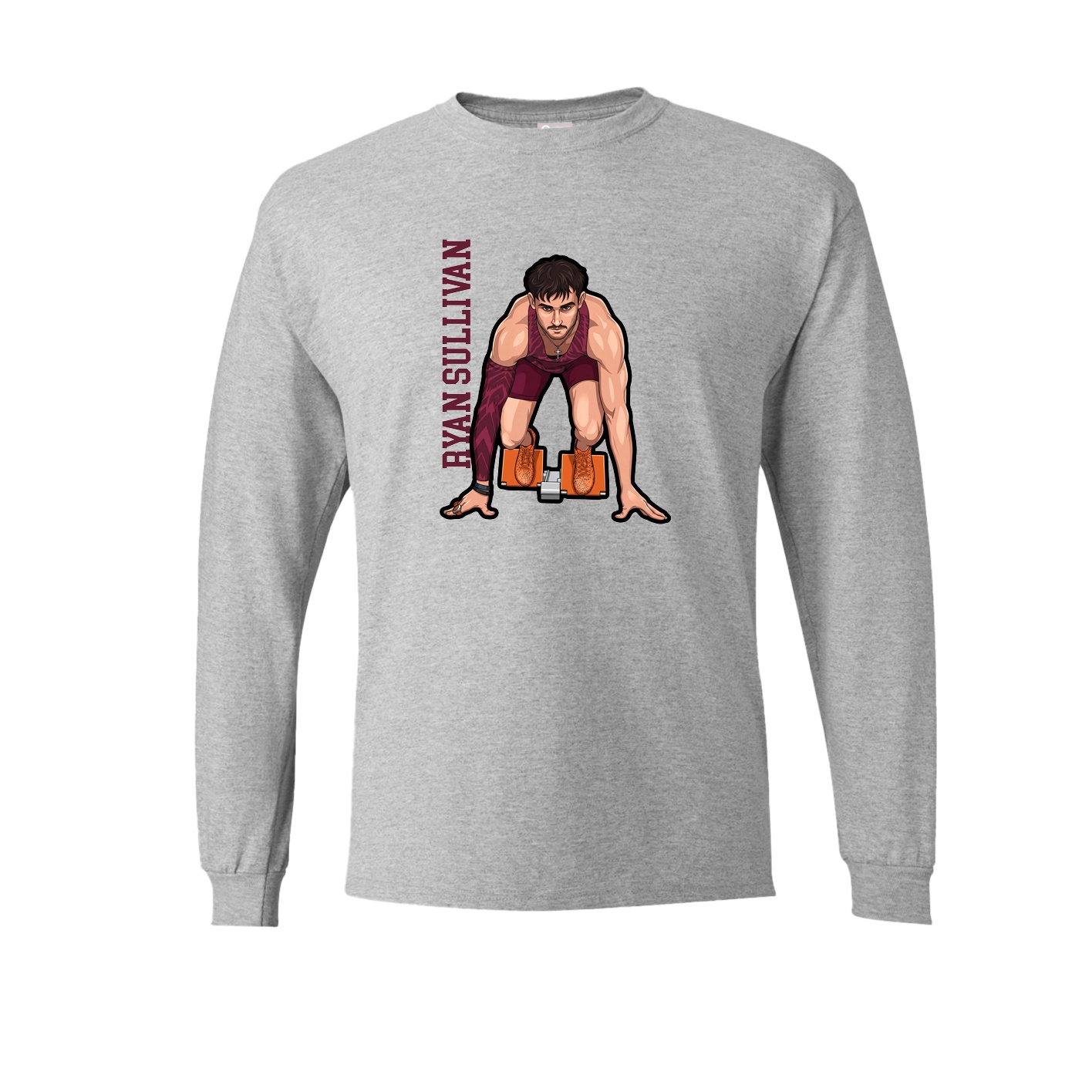 Long Sleeve Tee — Name Vertical in Grey
