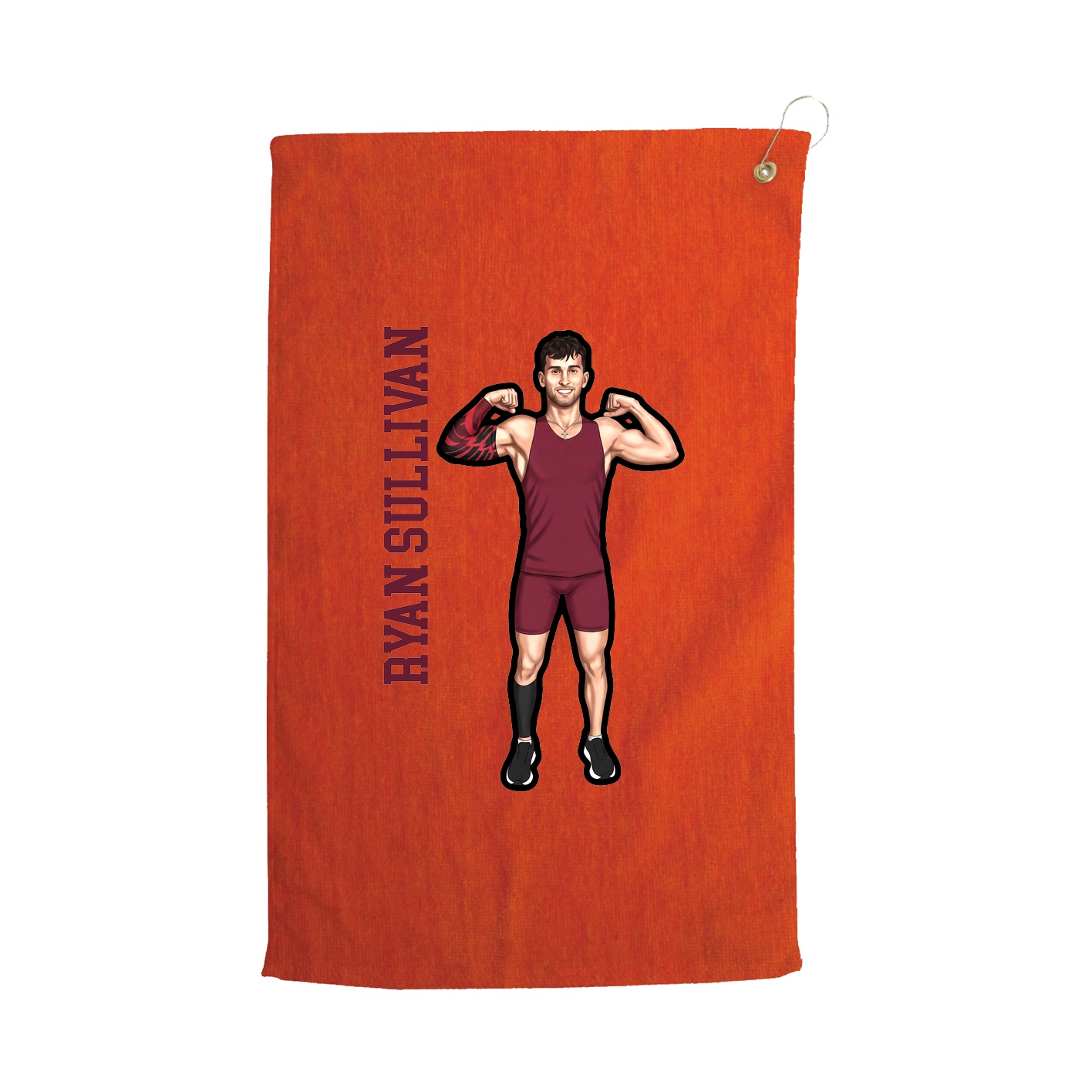 Golf Towel — Name Vertical in Orange