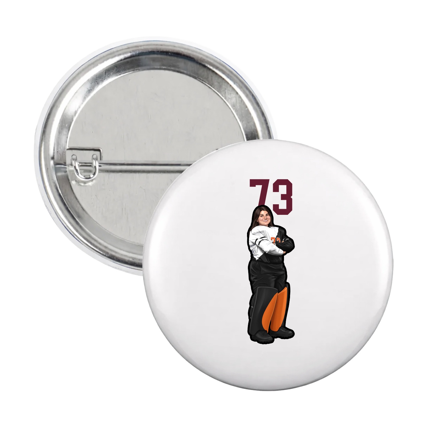 Game Day Button — Number Top in White