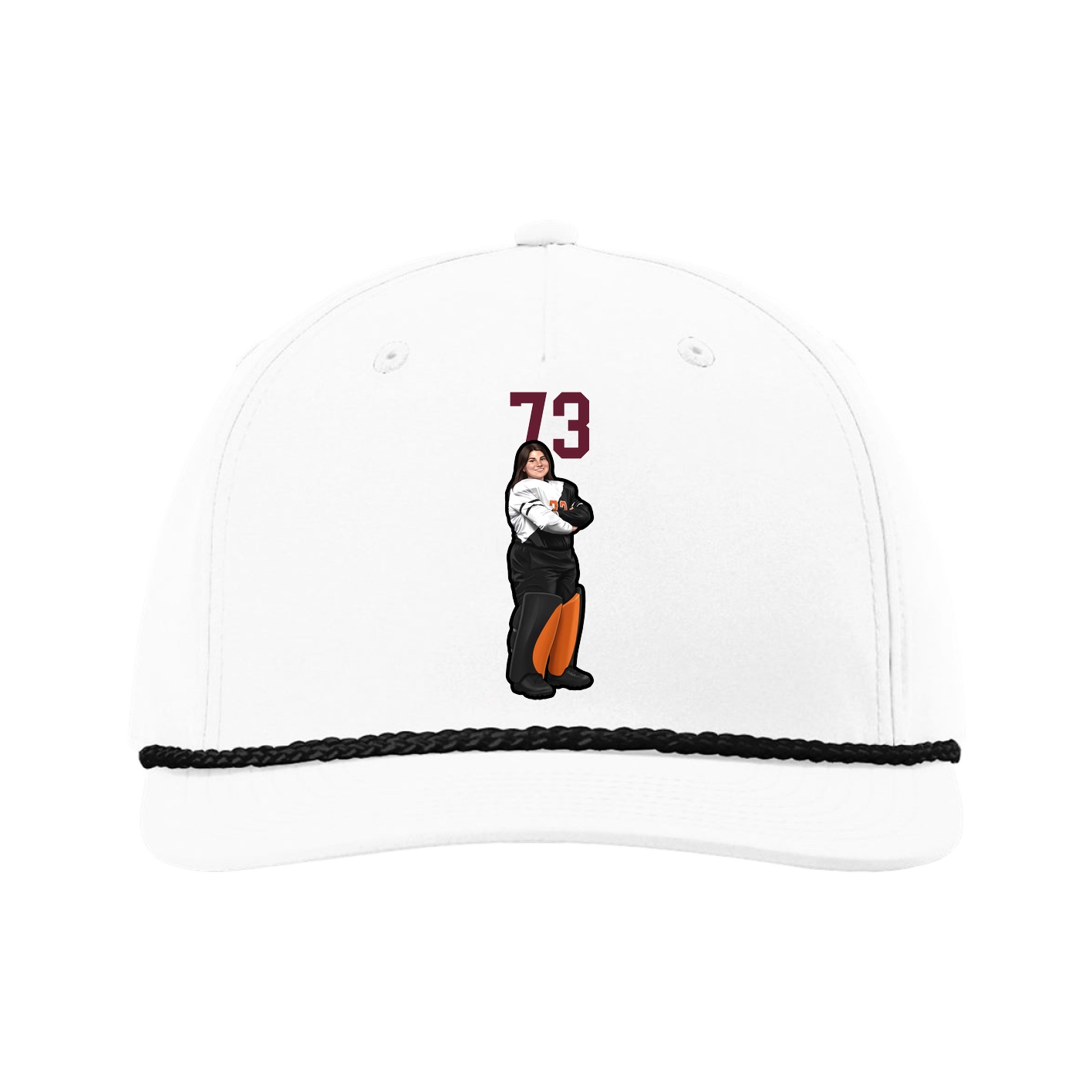Five-Panel Classic Rope Cap — Number Top in White