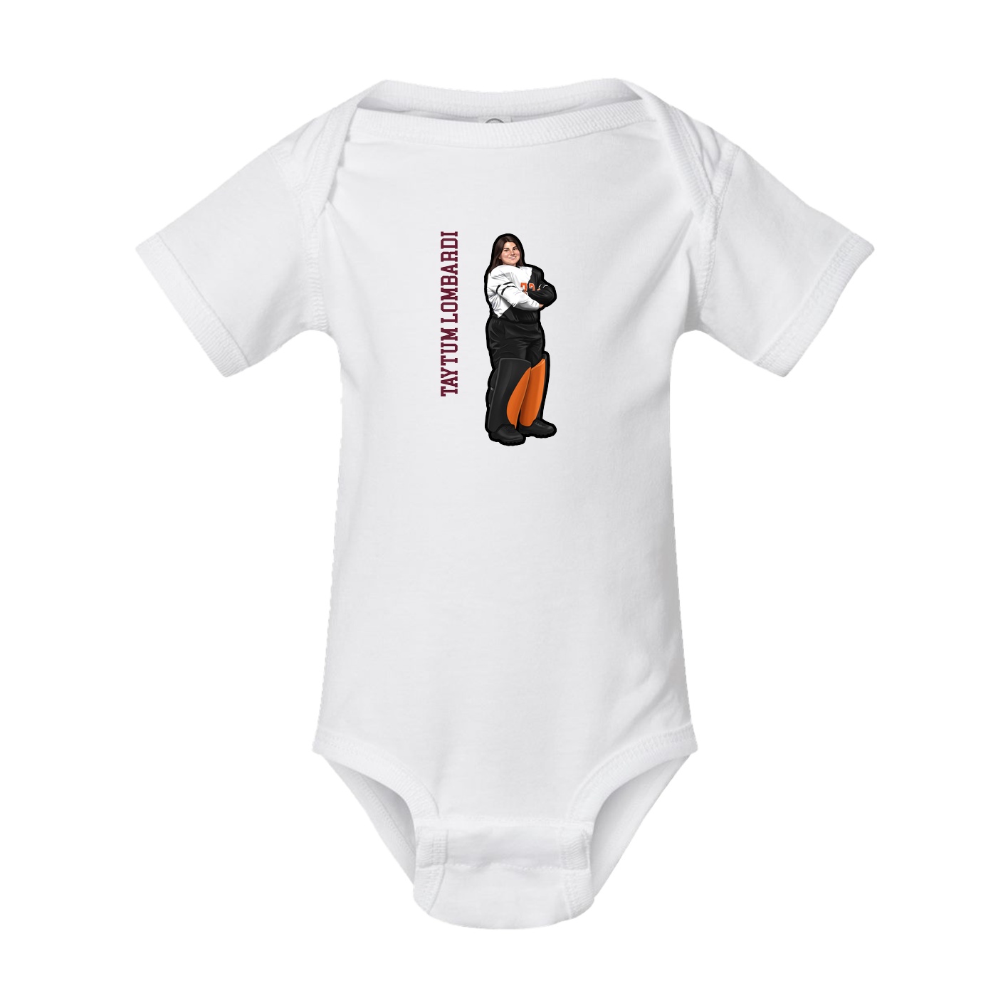 Baby Onesie — Name Vertical in White