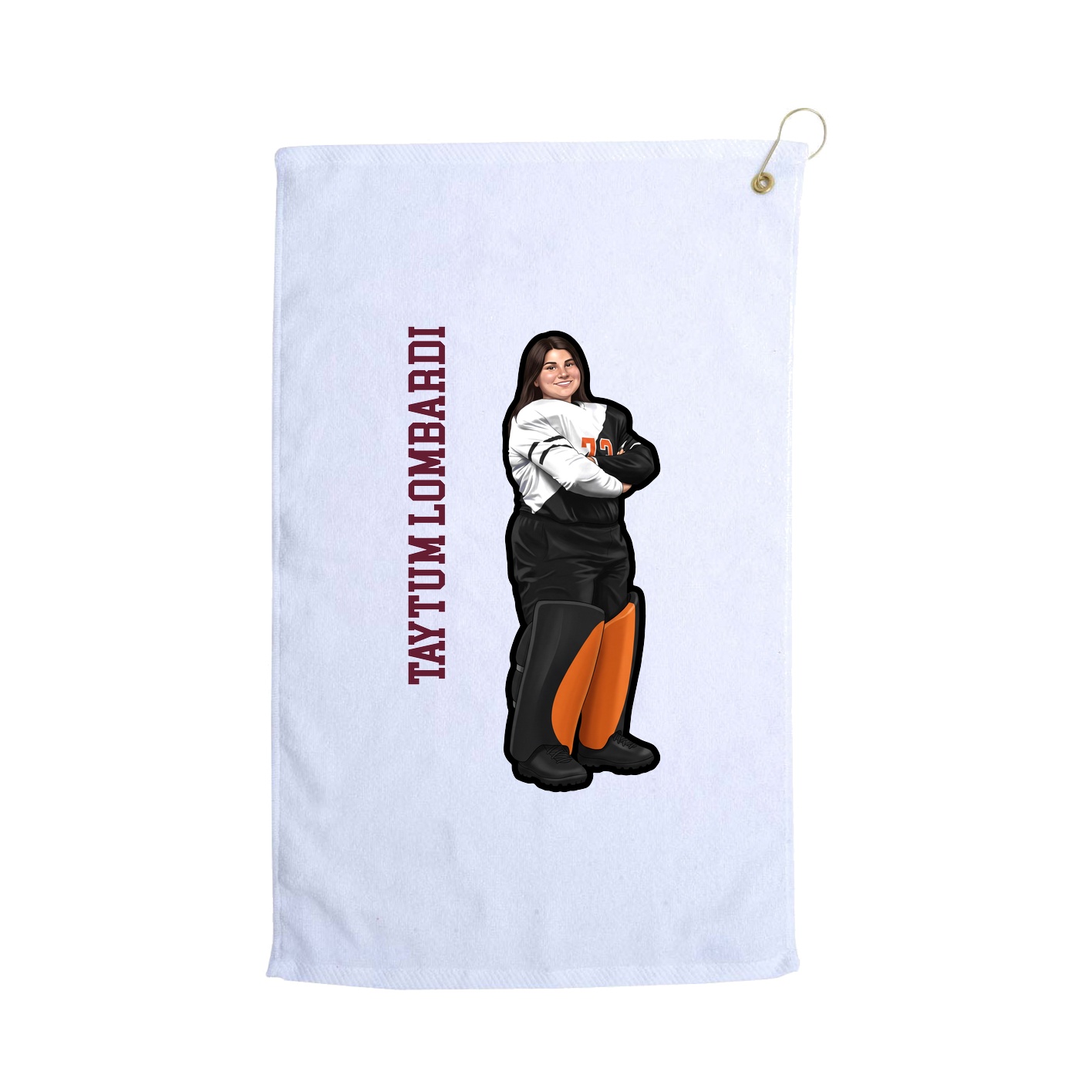 Golf Towel — Name Vertical in White