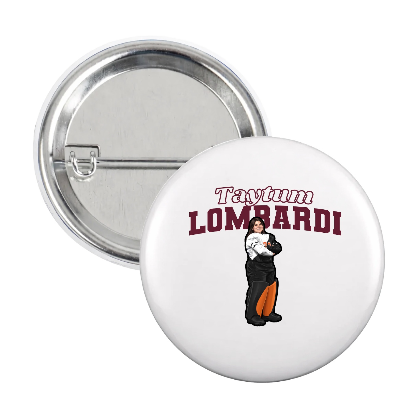 Game Day Button — Name Arch in White