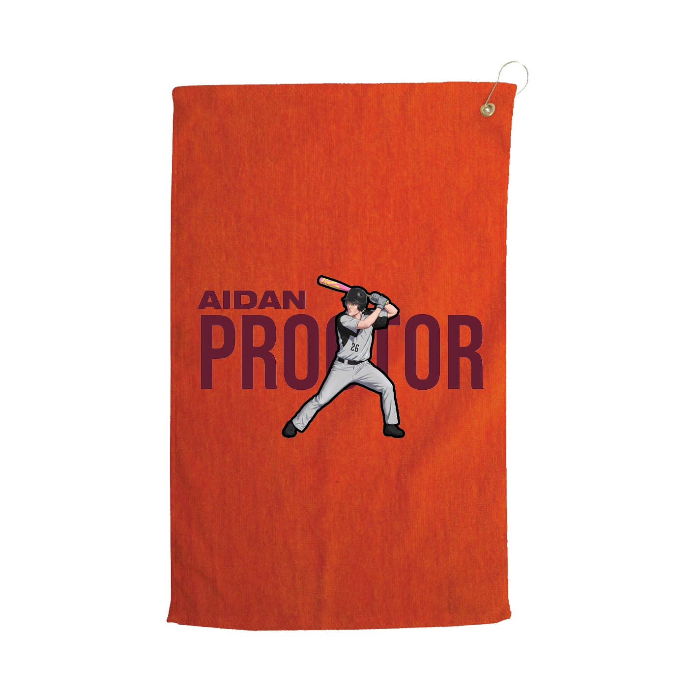 Golf Towel — Player Name in Orange