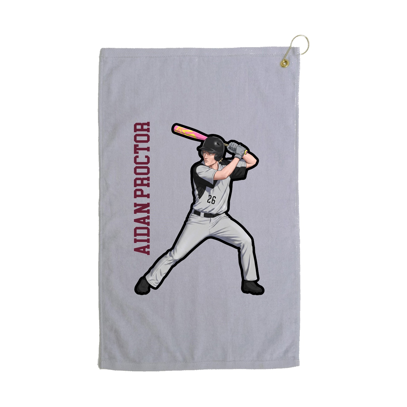 Golf Towel — Name Vertical in Grey