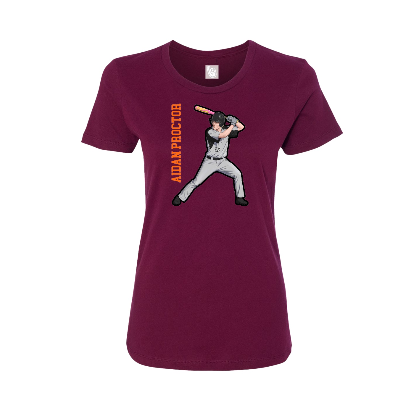 Fitted Women's Tee — Name Vertical in Maroon