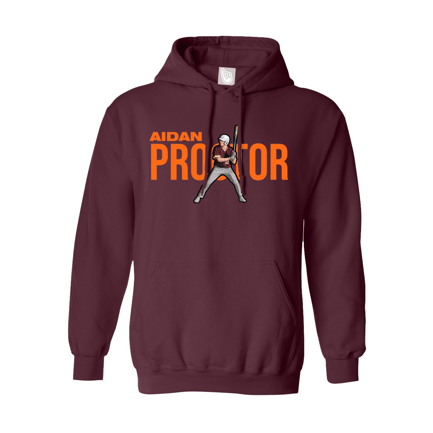 Youth Hoodie — Player Name in Maroon