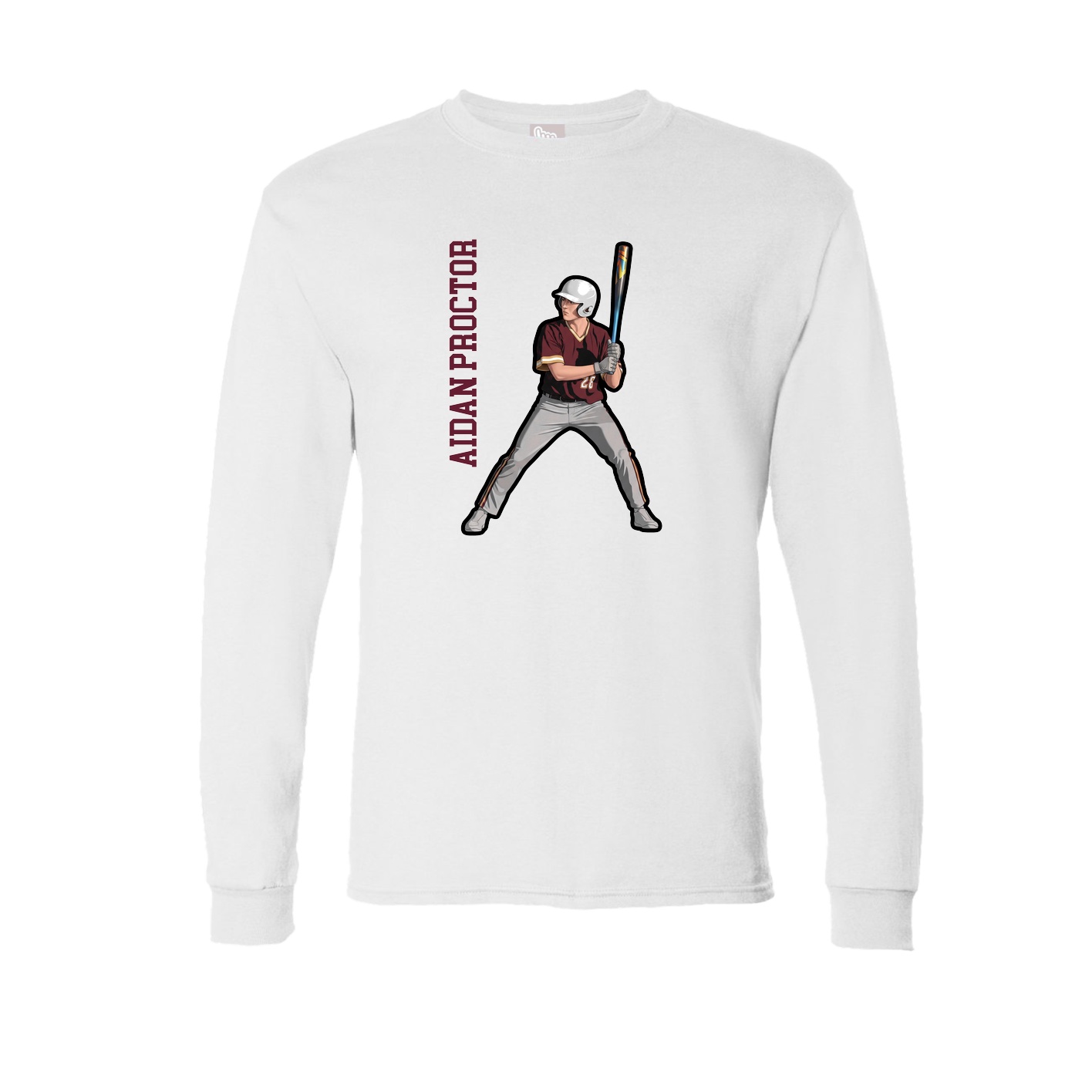 Long Sleeve Tee — Name Vertical in White