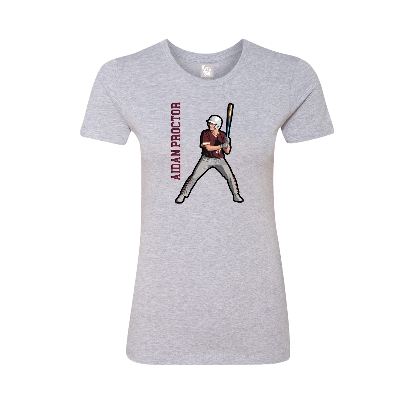 Fitted Women's Tee — Name Vertical in Grey