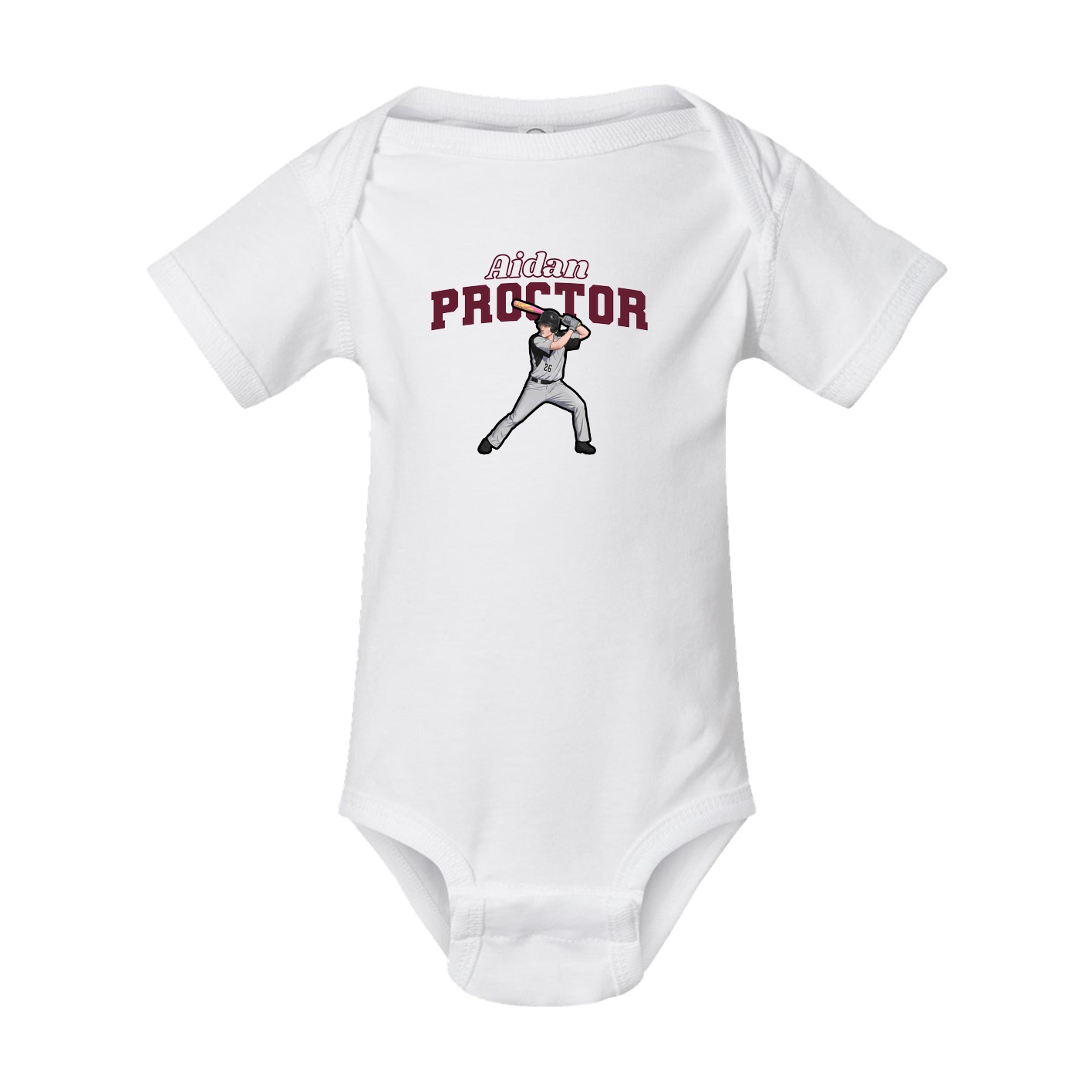 Baby Onesie — Name Arch in White