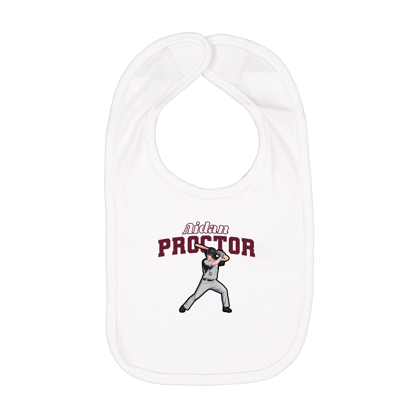 Infant Bib — Name Arch in White