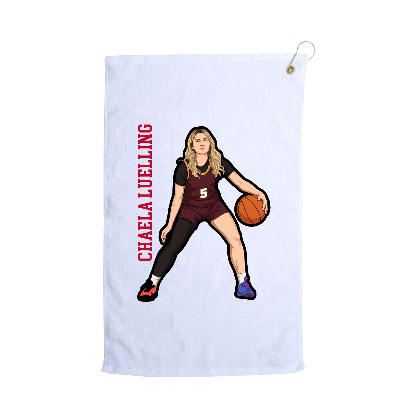 Golf Towel — Name Vertical in White