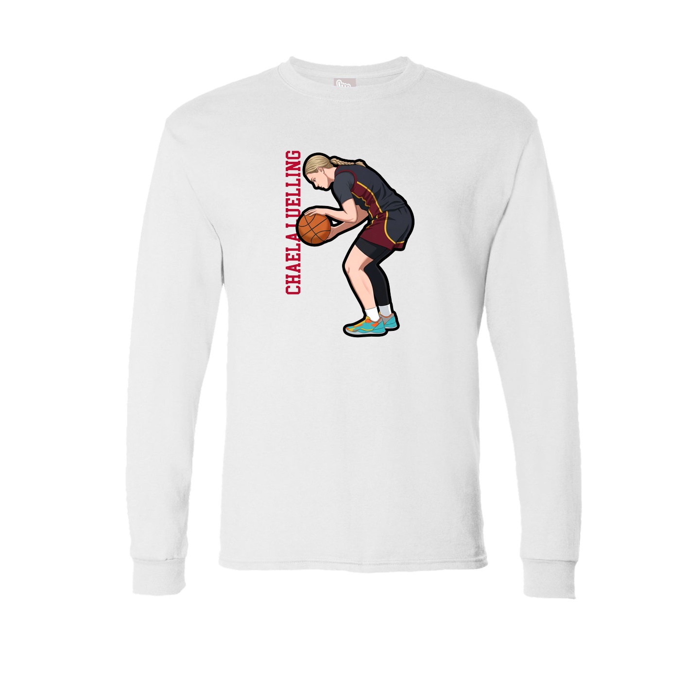 Long Sleeve Tee — Name Vertical in White