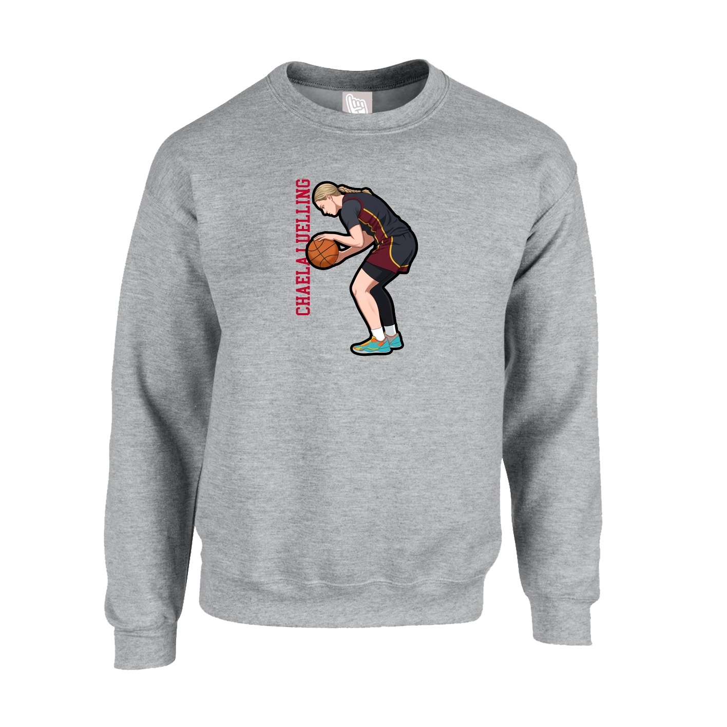 Fleece Crew — Name Vertical in Grey