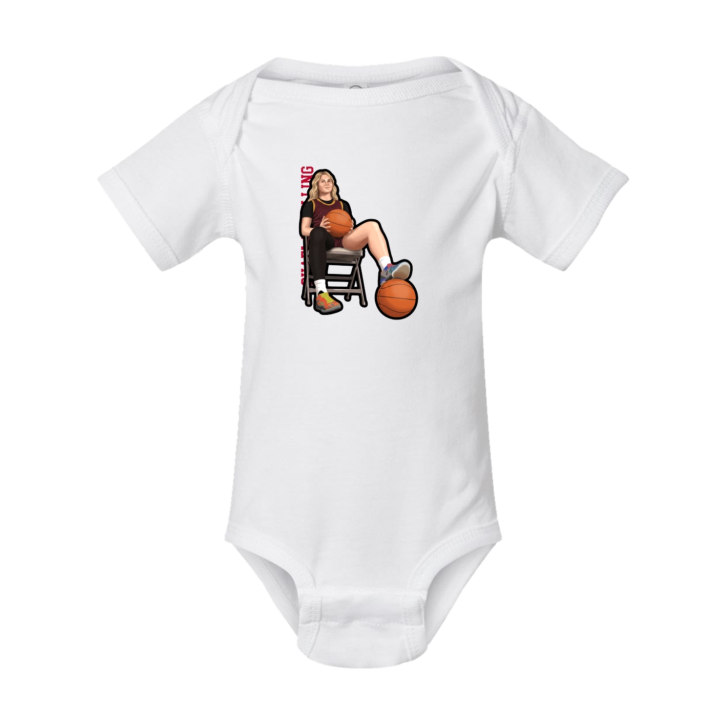 Baby Onesie — Name Vertical in White