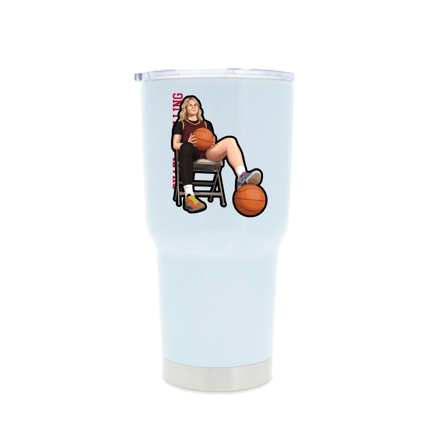30oz Stainless Steel Tumbler — Name Vertical in White