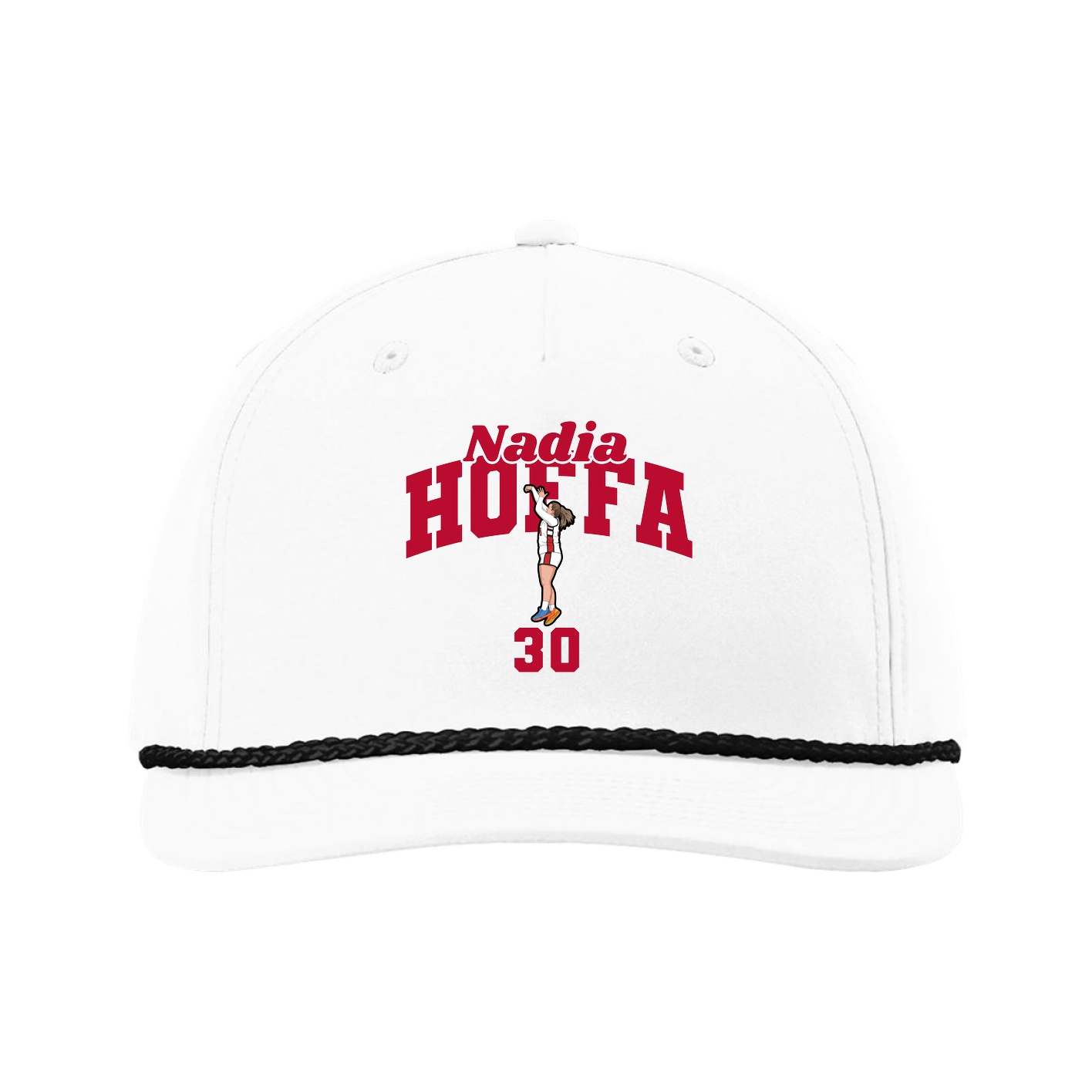 Five-Panel Classic Rope Cap — Signature Arch in White