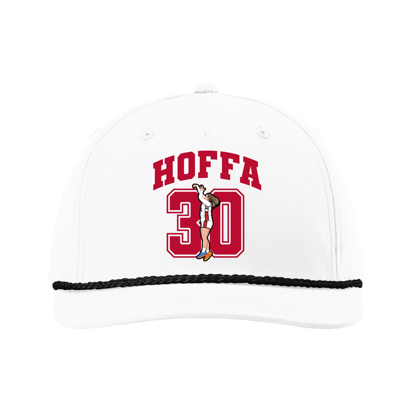 Five-Panel Classic Rope Cap — Number in White
