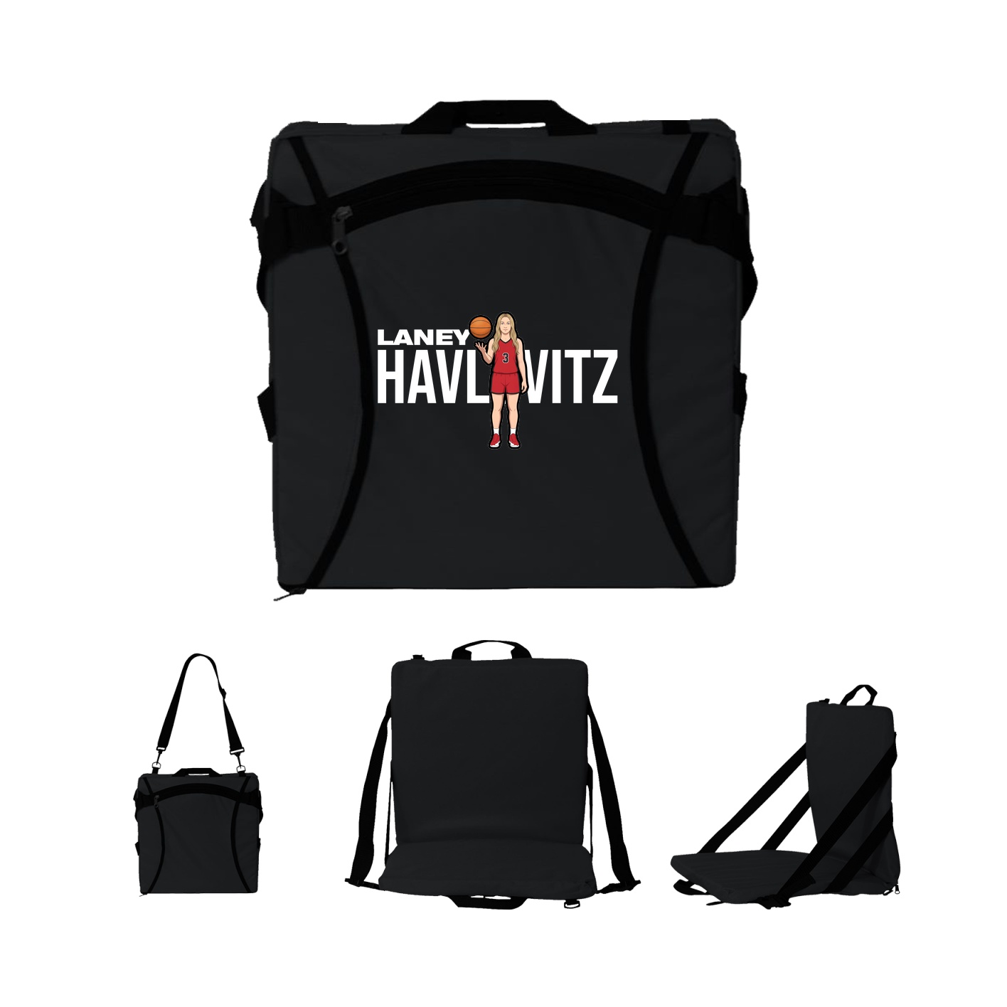 Folding Stadium Seat — Player Name in Black
