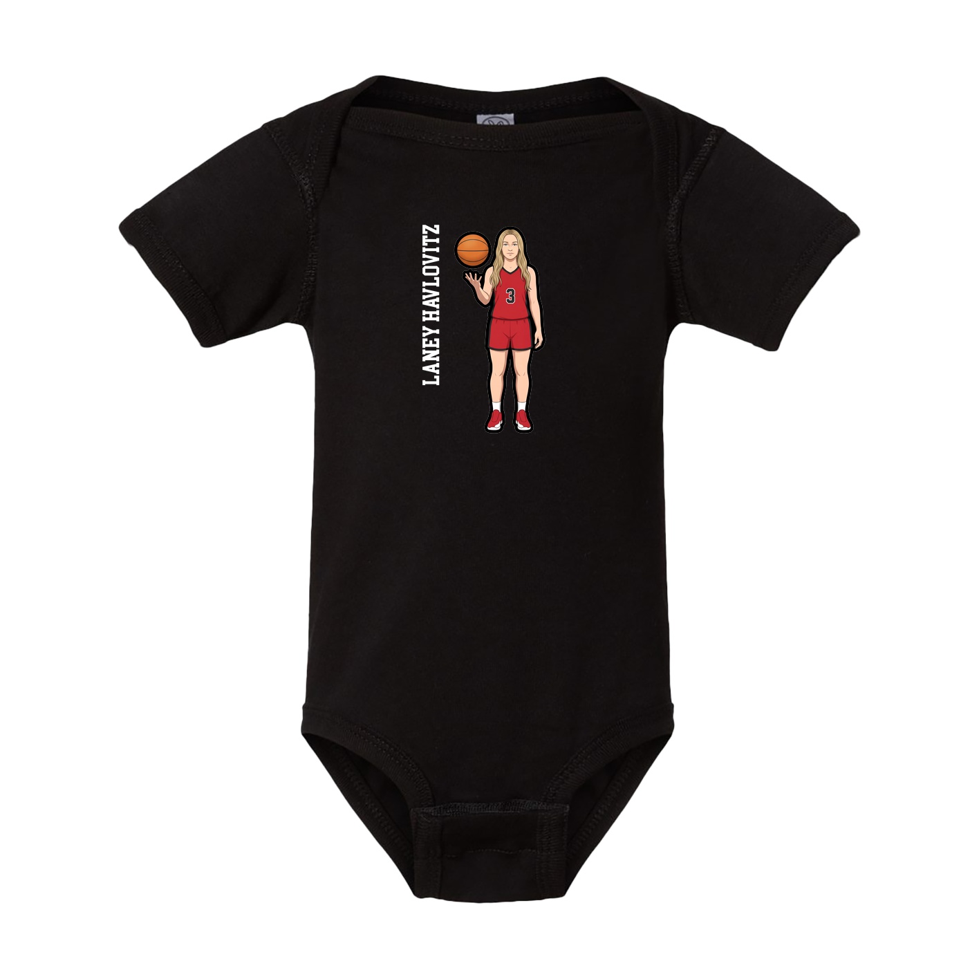 Baby Onesie — Name Vertical in Black