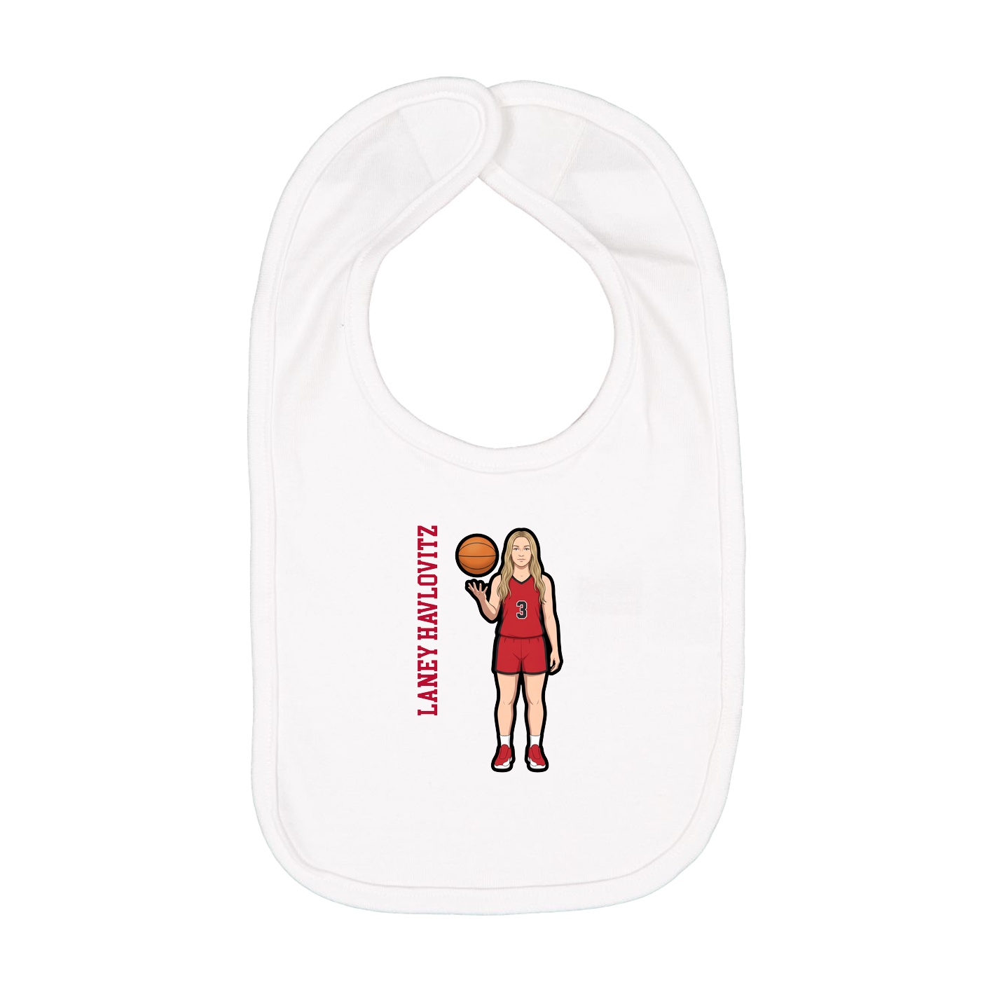 Infant Bib — Name Vertical in White