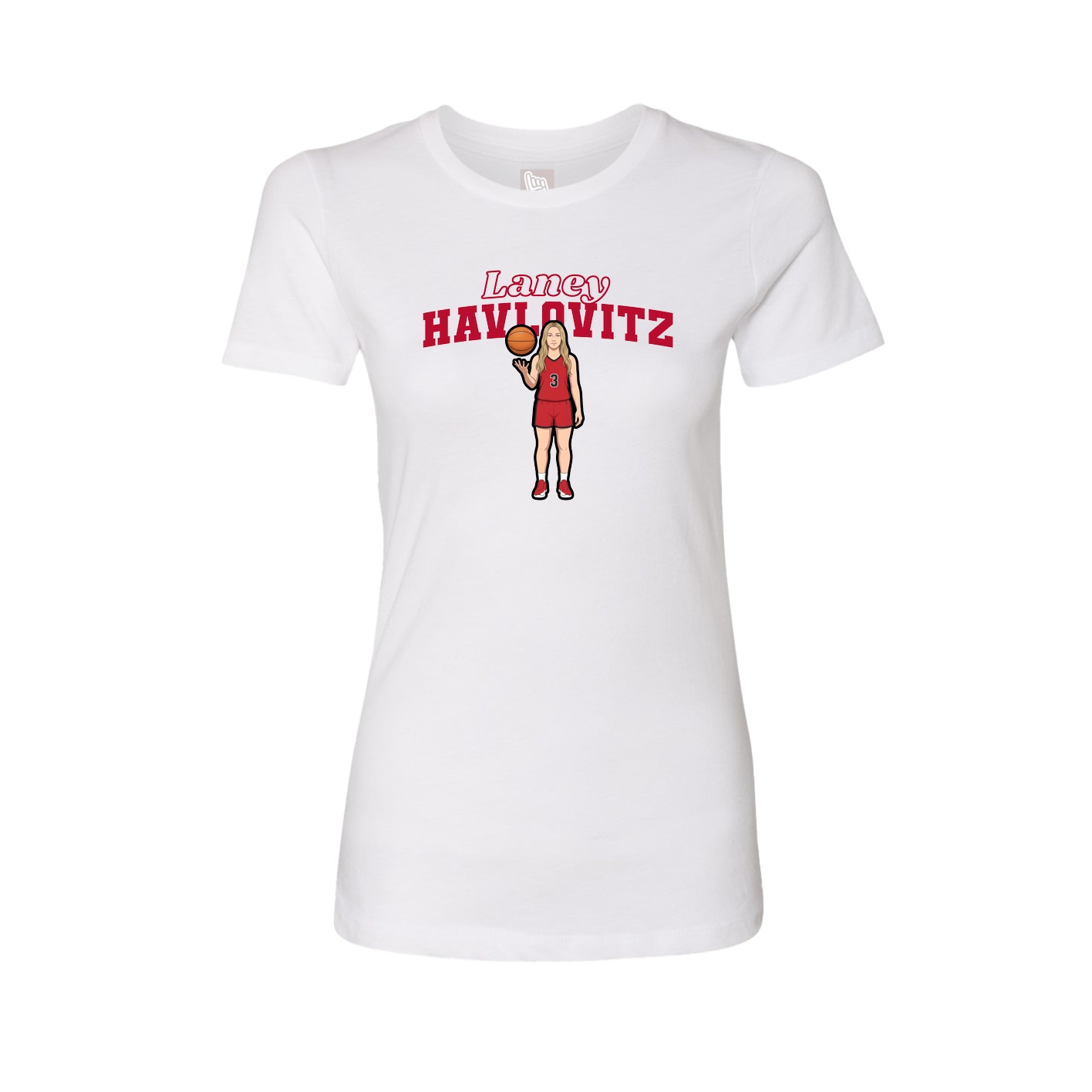 Fitted Women's Tee — Name Arch in White