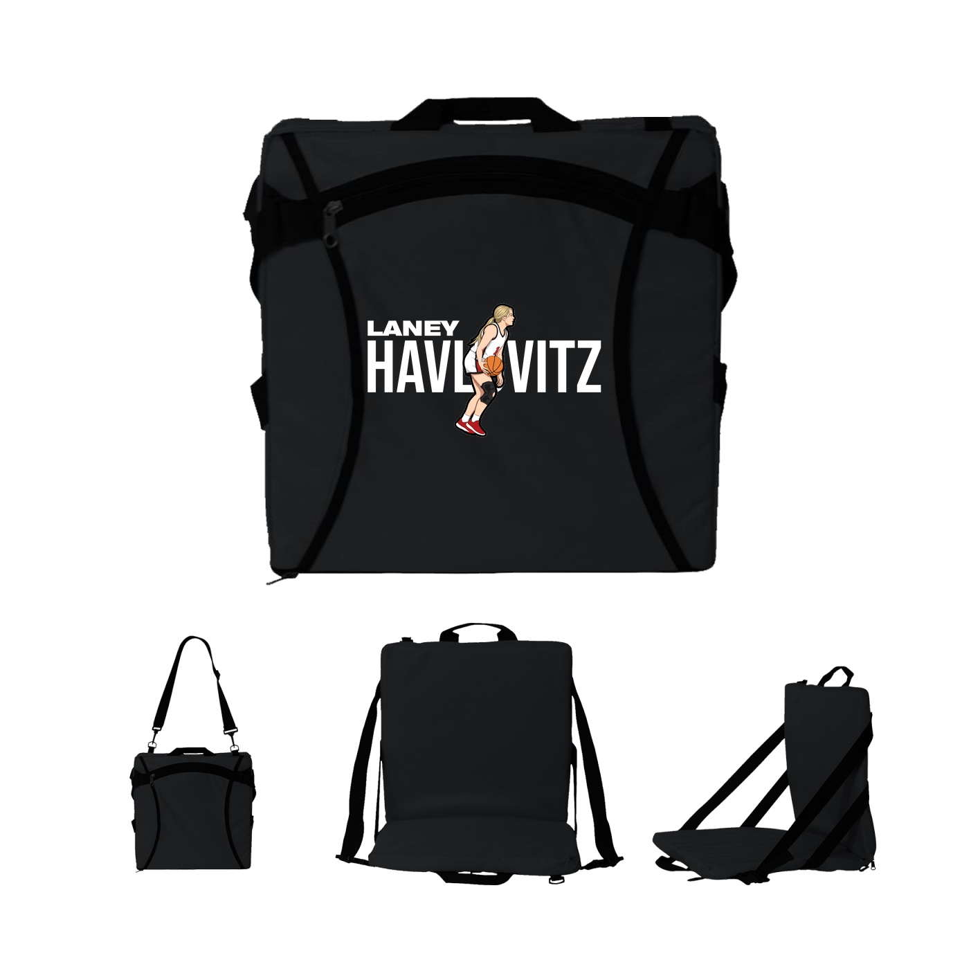 Folding Stadium Seat — Player Name in Black