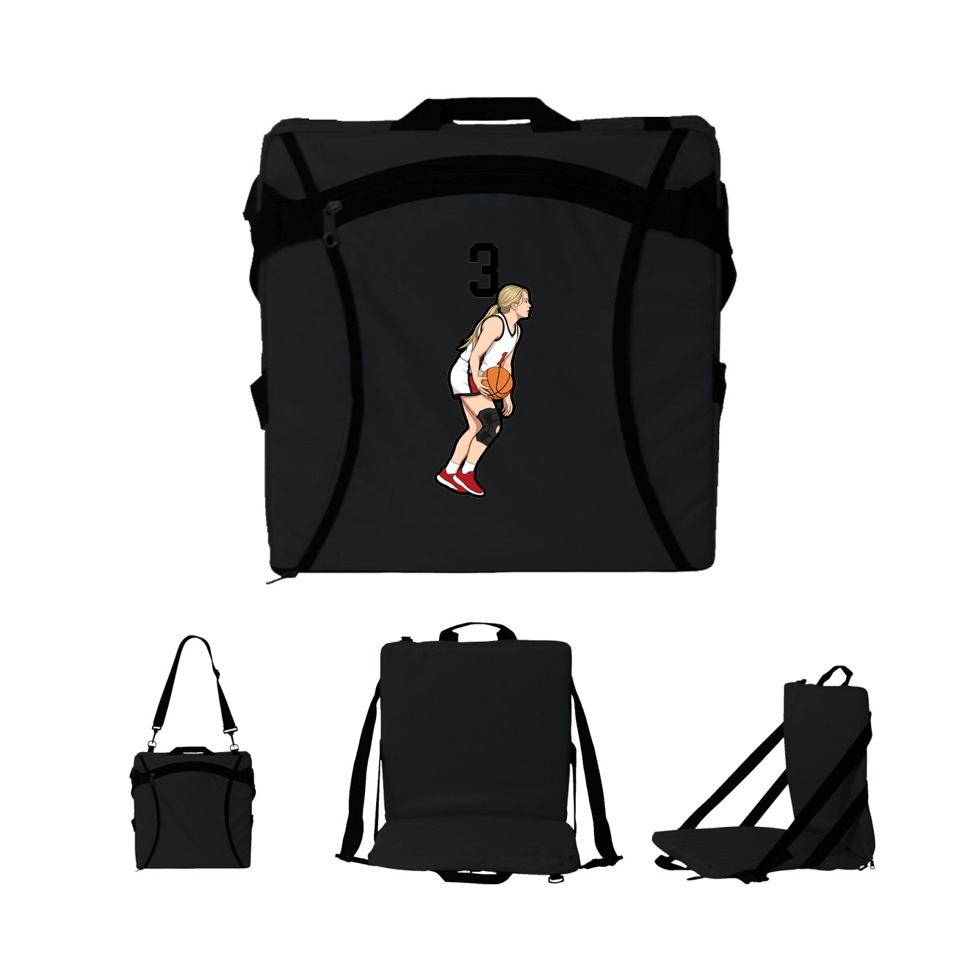 Folding Stadium Seat — Number Top in Black