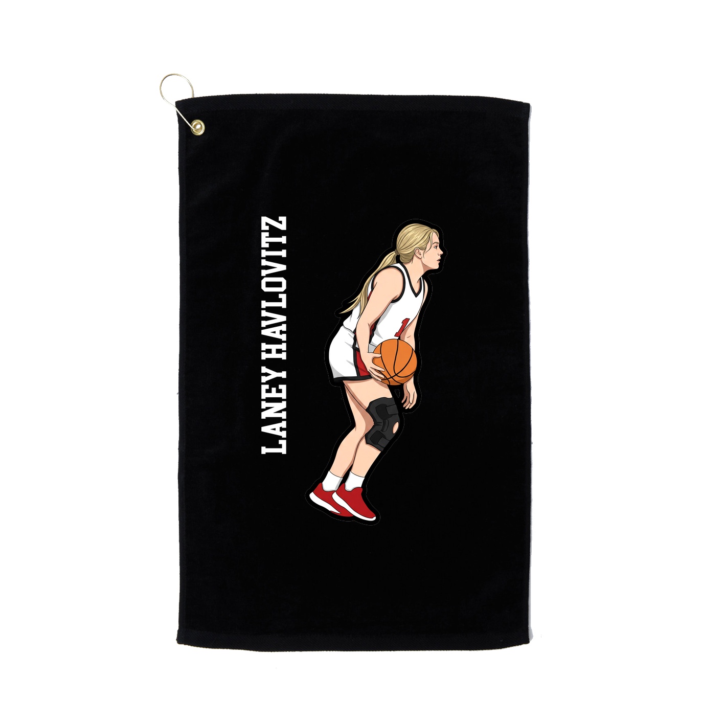 Golf Towel — Name Vertical in Black