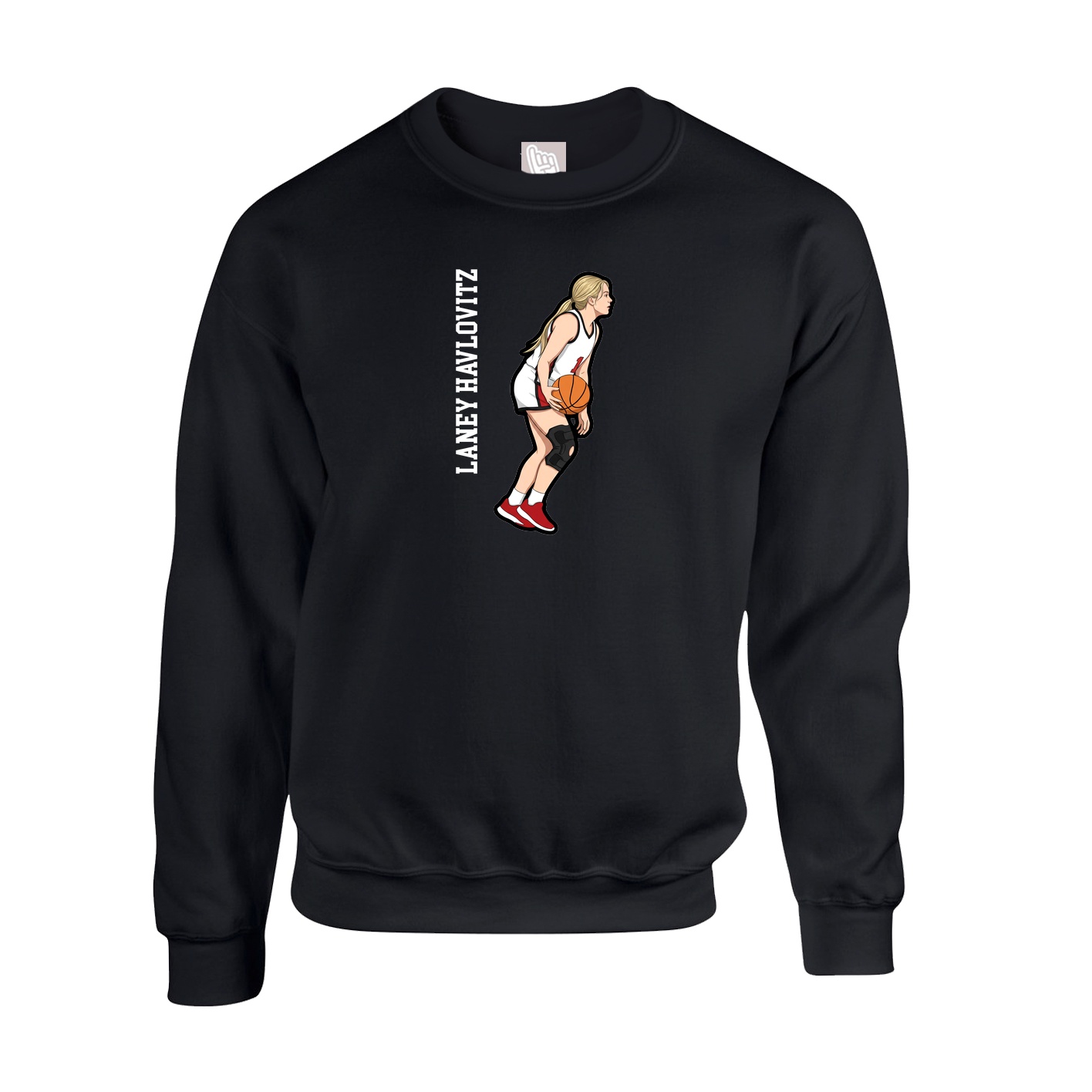 Fleece Crew — Name Vertical in Black