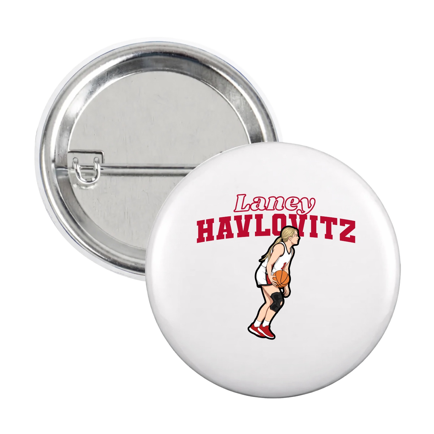 Game Day Button — Name Arch in White