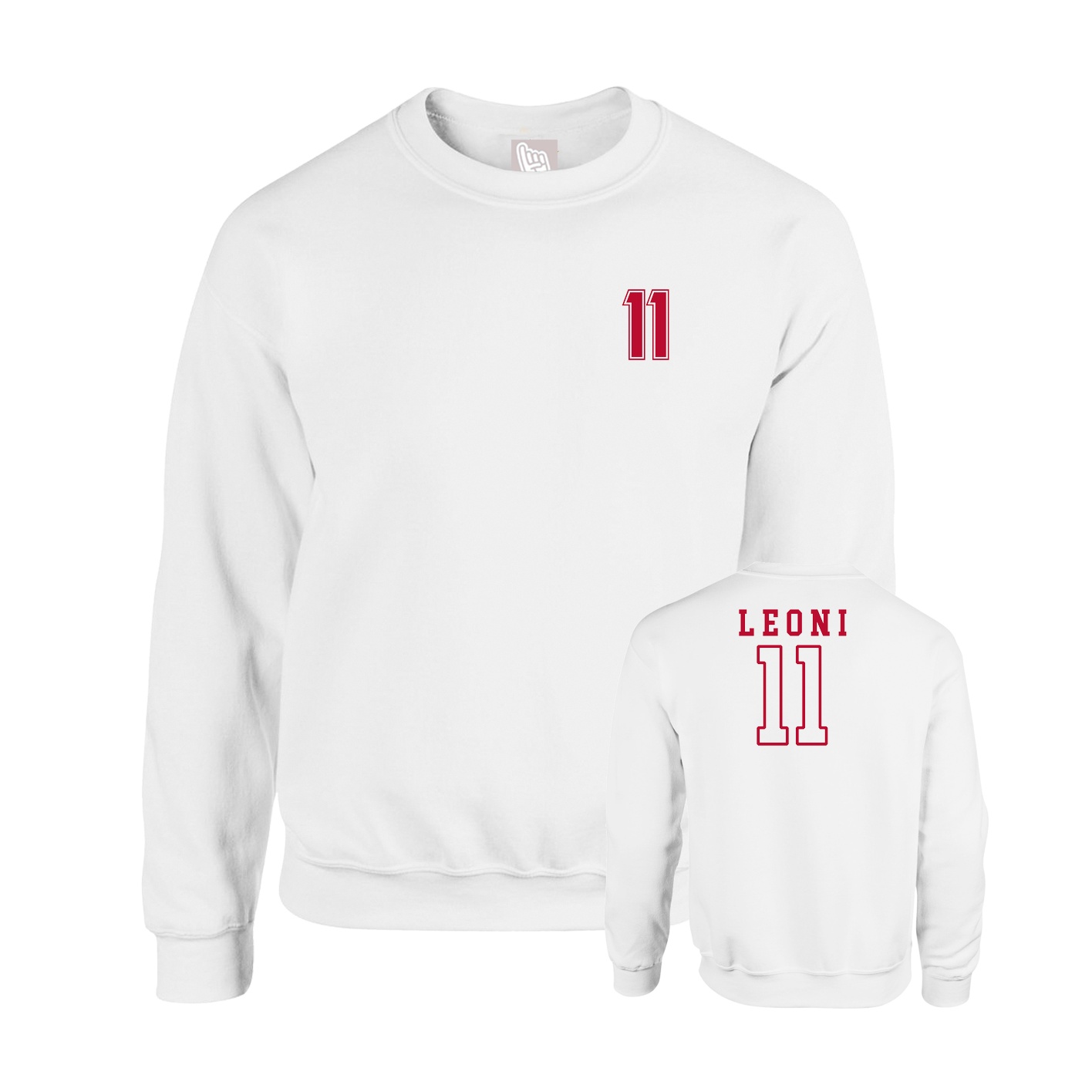 Fleece Crew — Chest Back in White