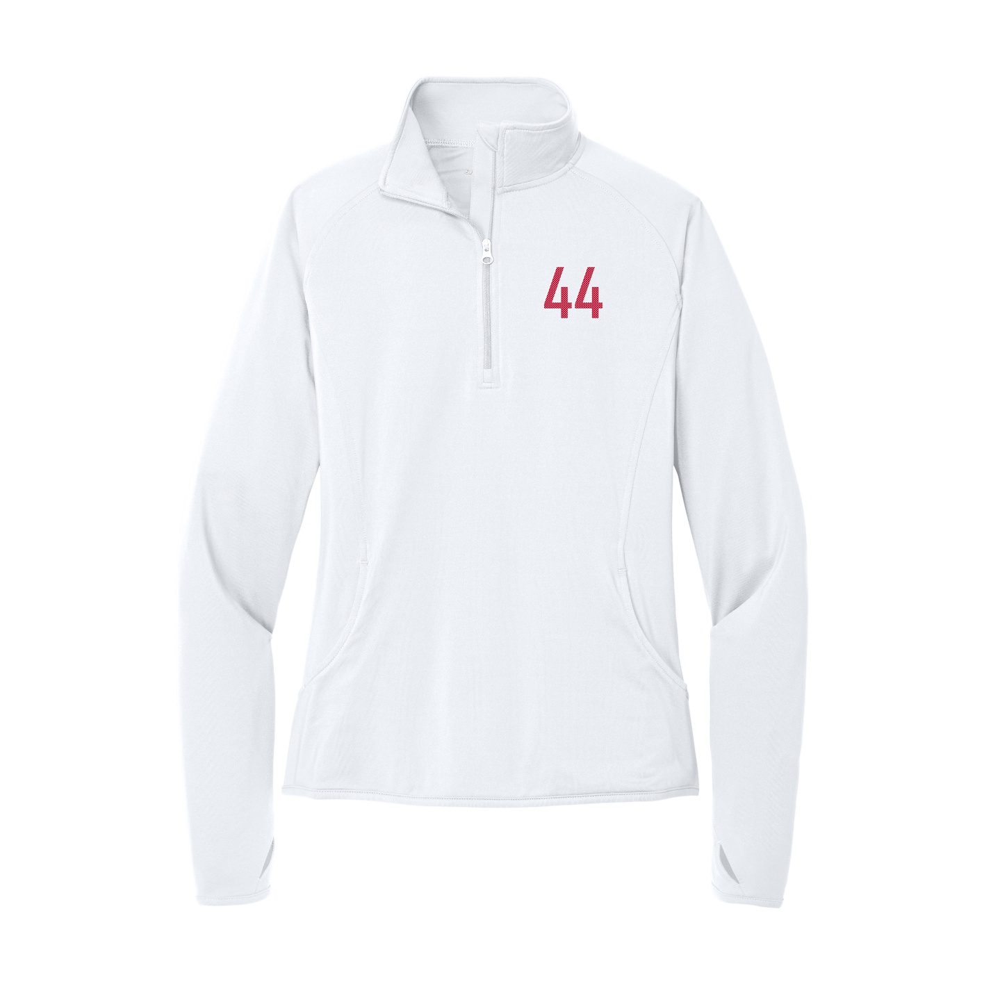 Women's Q-Zip Pullover — Front Shirsy in White