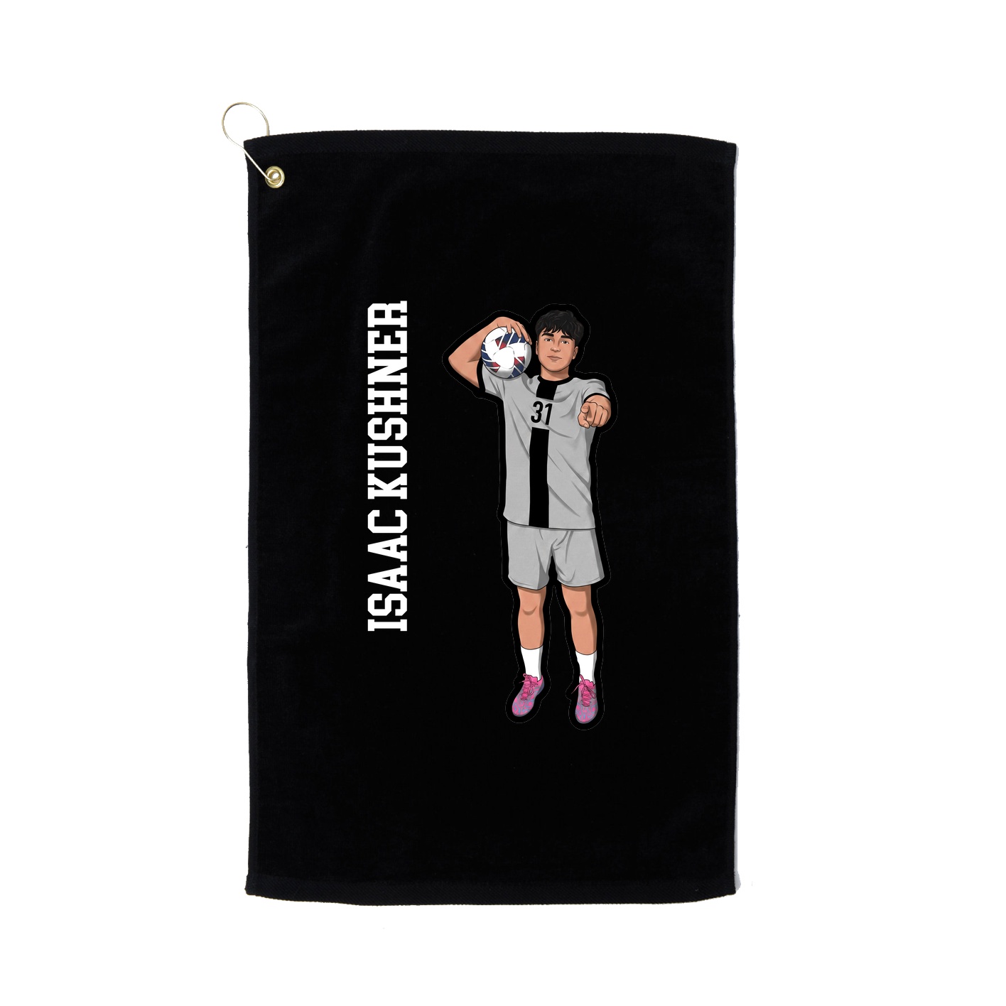 Golf Towel — Name Vertical in Black