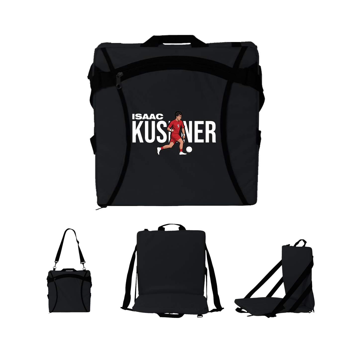 Folding Stadium Seat — Player Name in Black