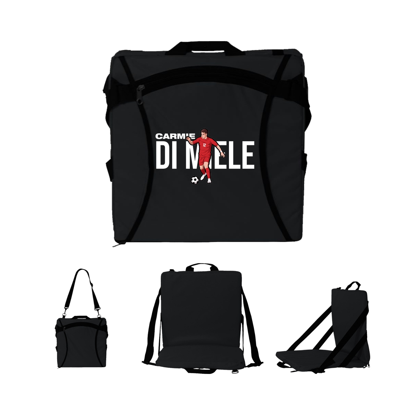 Folding Stadium Seat — Player Name in Black