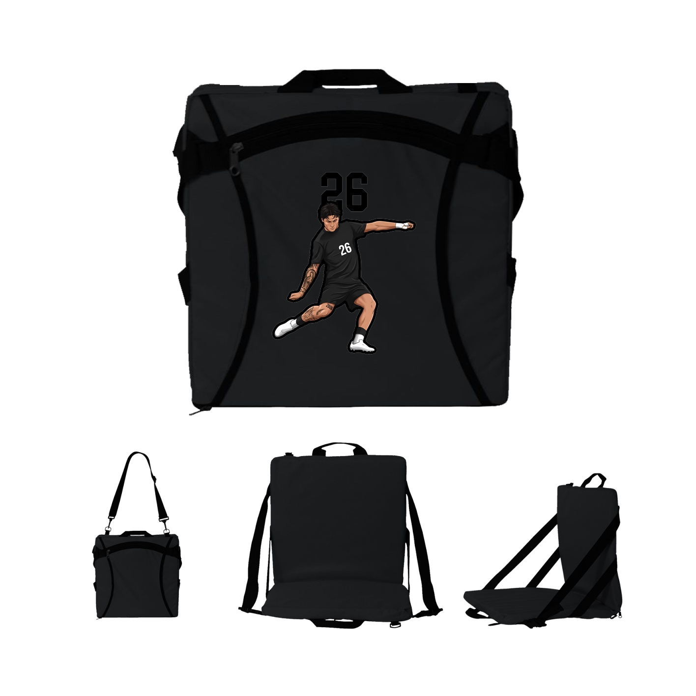 Folding Stadium Seat — Number Top in Black