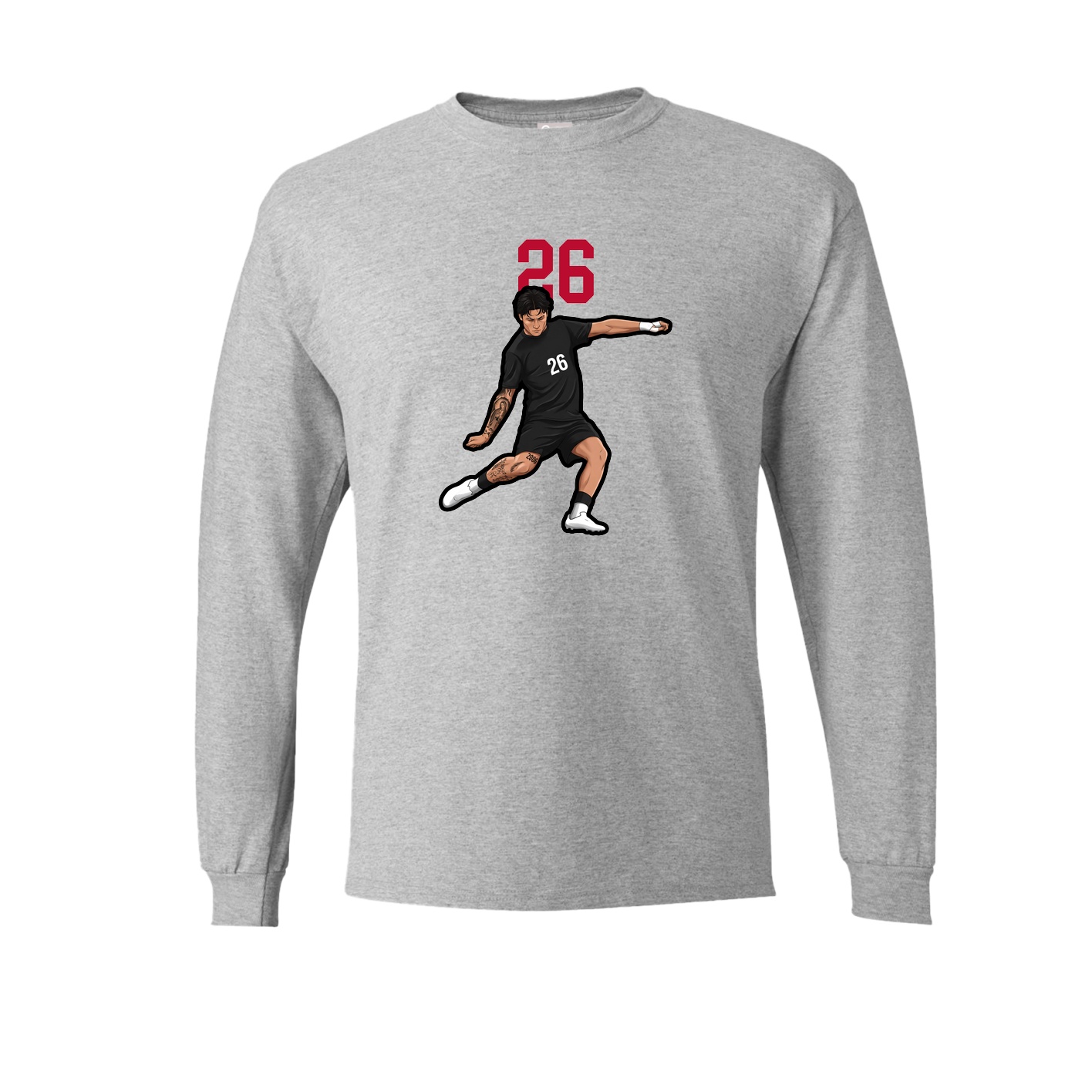 Long Sleeve Tee — Number Top in Grey